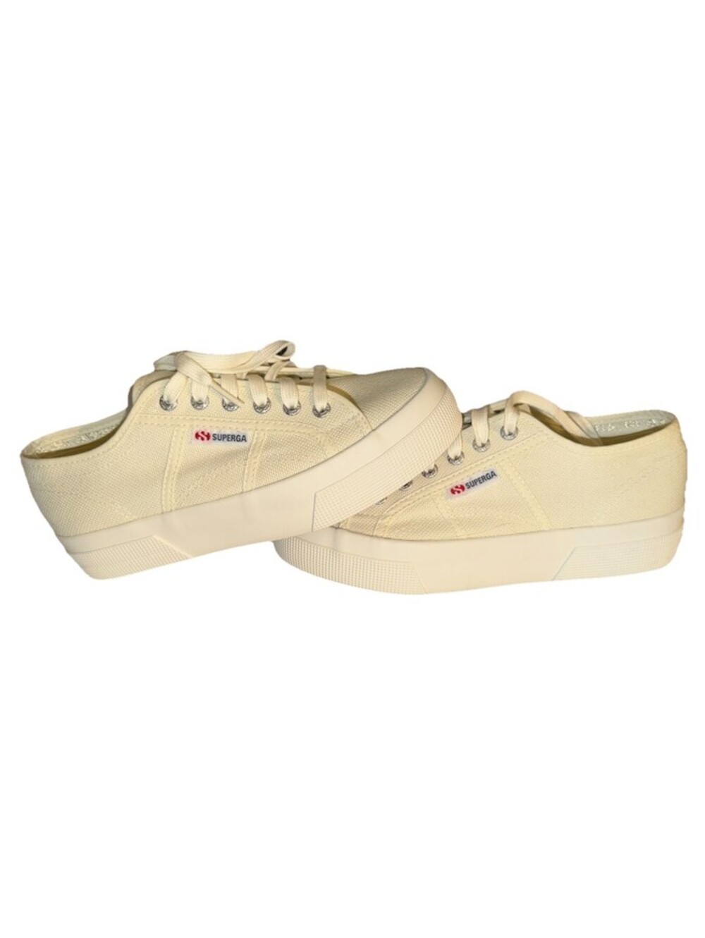 Superga 2790 Platform Sneakers Cream Off White Canvas Low Top EU 39 Womens 8